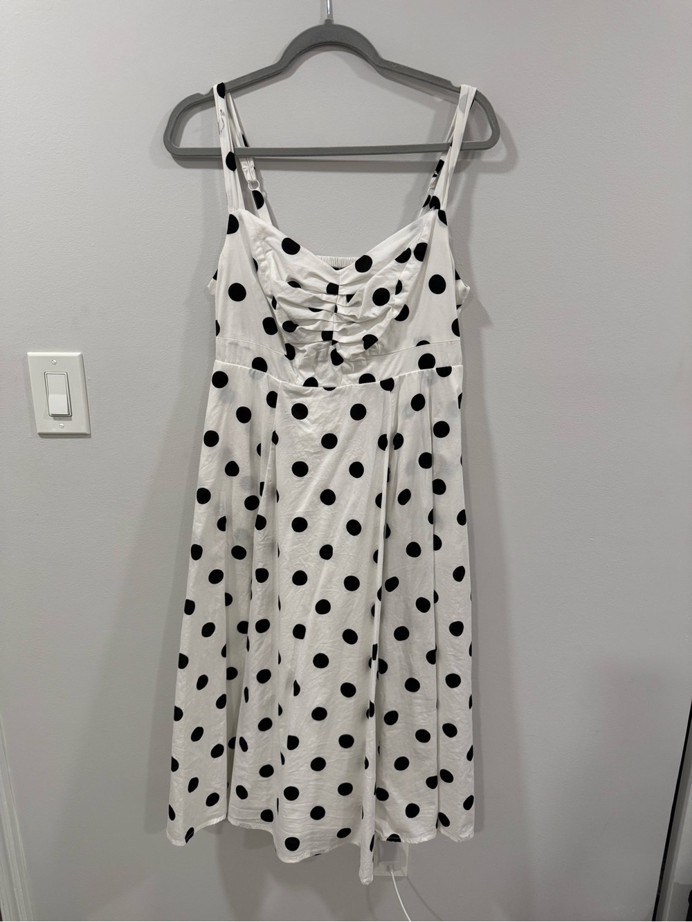torrid White Midi Dress with Black Polka Dots